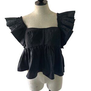 Ulla Johnson Womens Top Size 8 Black Romi Sweetheart Neck Pure Cotton New